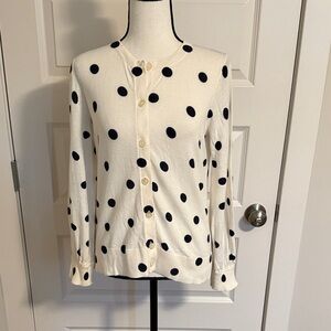 LOFT White and Black Polka Dot Cardigan